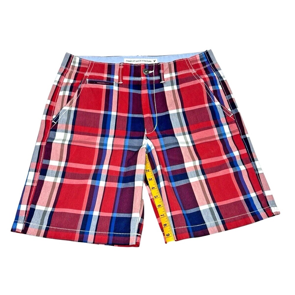 American Eagle Classic Fit Multicolor Plaid Cotton Shorts Size 34 - Picture 7 of 15